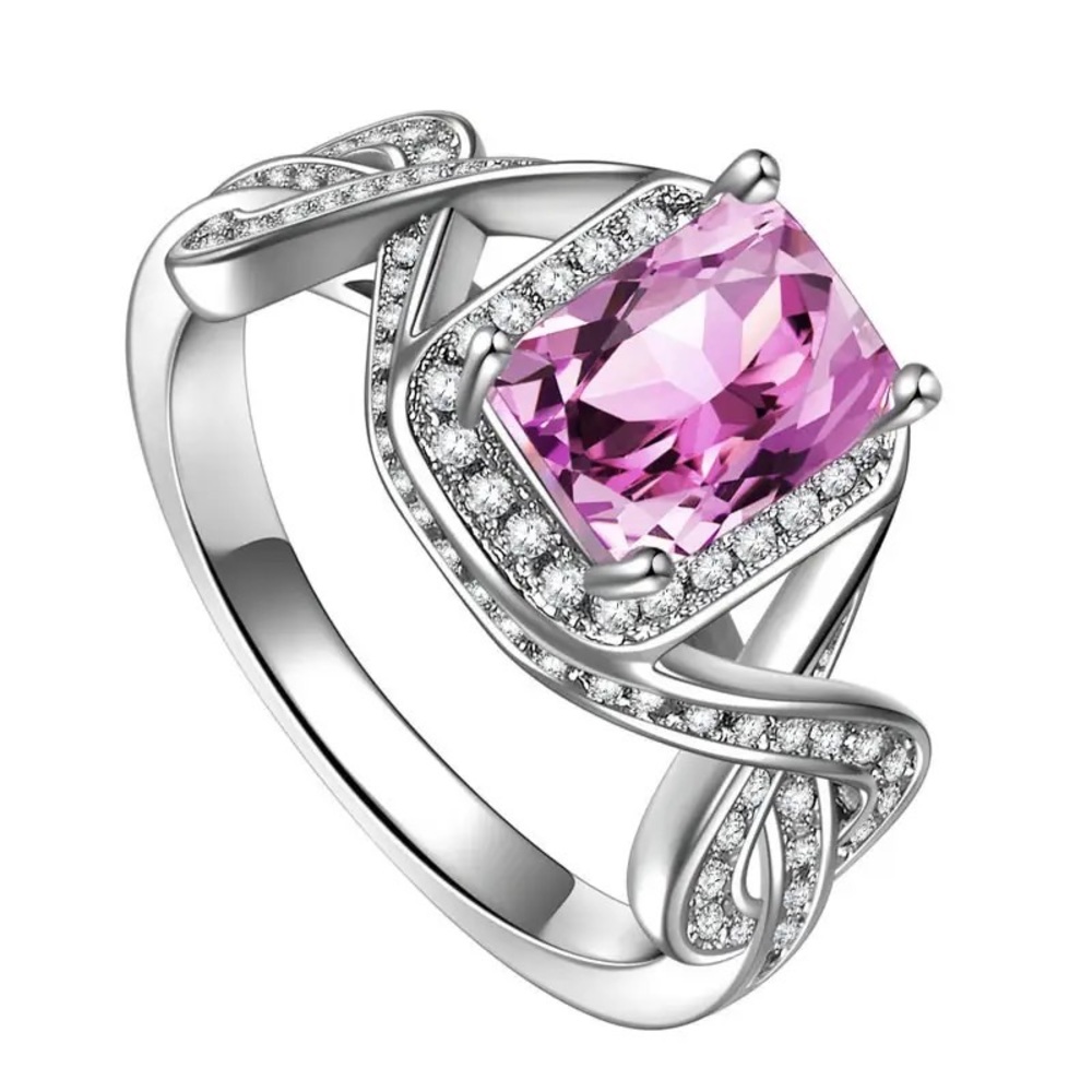 New Women’s 925 Silver Beautiful Pink Sapphire Ring - Picture 3 of 4